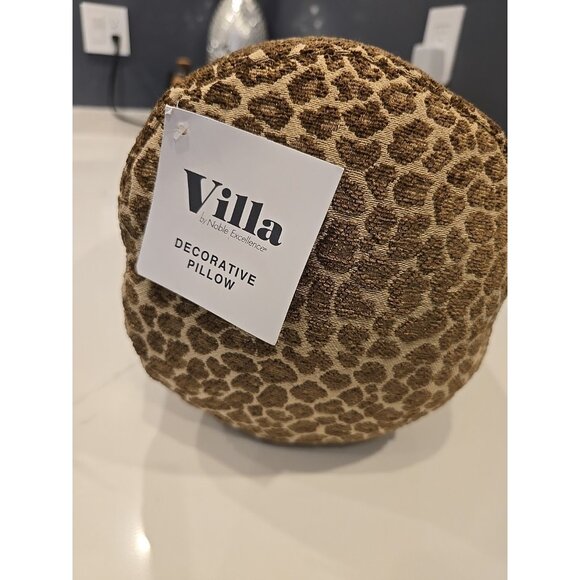 Villa By Noble Excellence Leopard Animal Bolster Pillow Tan New Body Long 36" - Picture 5 of 12